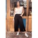Calça Plana Pantacourt Preta