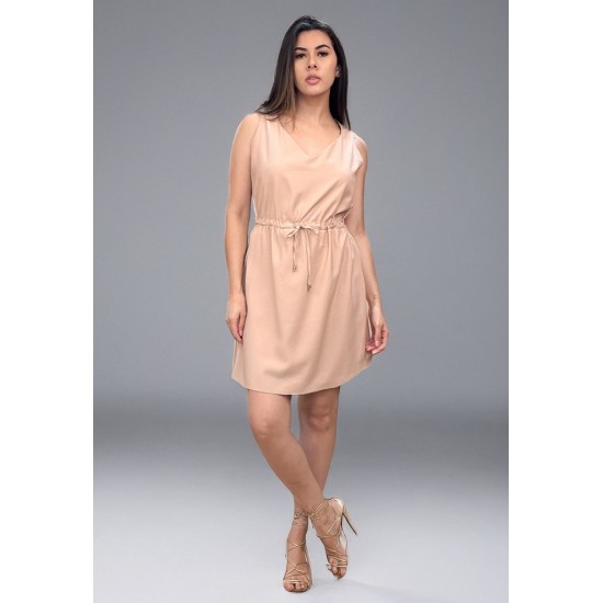 Vestido Plano Curto Bege