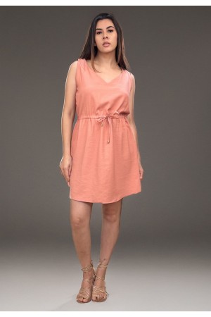 Vestido Plano Curto Rose