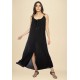 Vestido Longo Caçuá Viscose Alça Fina Preto