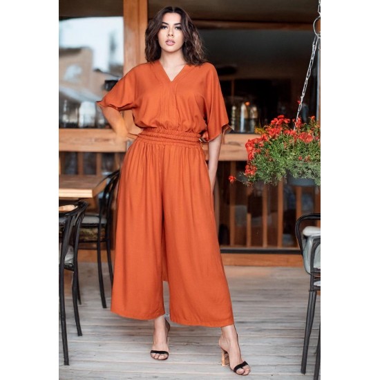 Blusa Gola V Manga Curta Laranja