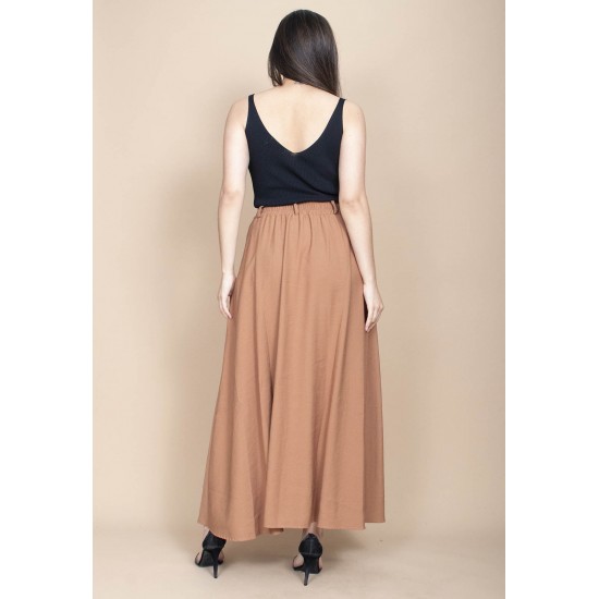 Saia Midi com Zíper Caramelo