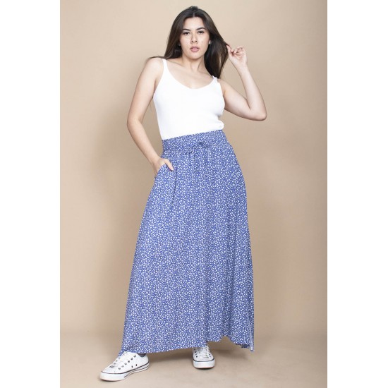 Saia Longa Viscose Azul Celeste