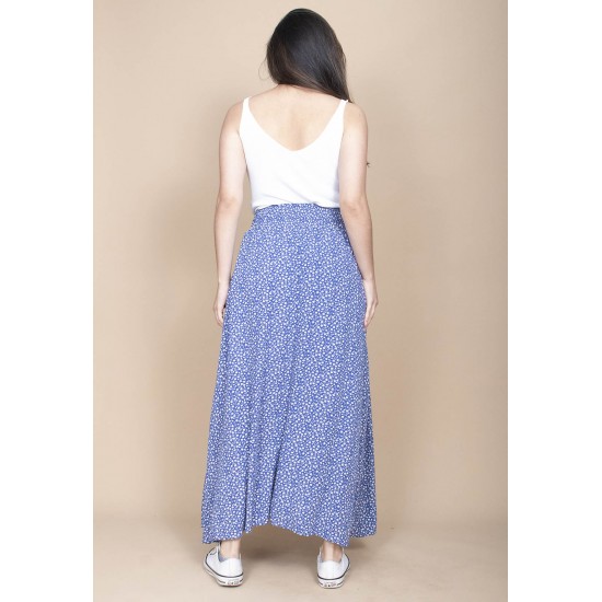 Saia Longa Viscose Azul Celeste