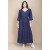 Vestido Longo Plano com Manga e Camadas Azul Marinho