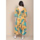 Vestido Longo Plano com Manga e Camadas Estampa Aurora Botânica