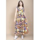 Vestido Regata Longo Peri Viscose Camadas Estampa Cores Vibrante