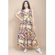 Vestido Regata Longo Peri Viscose Camadas Estampa Cores Vibrante