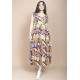 Vestido Regata Longo Peri Viscose Camadas Estampa Cores Vibrante