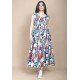 Vestido Regata Longo Peri Viscose Camadas Estampa Floresce