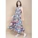 Vestido Regata Longo Peri Viscose Camadas Estampa Floresce
