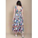 Vestido Regata Longo Peri Viscose Camadas Estampa Floresce