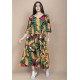 Vestido Longo Plano com Manga e Camadas Estampa Festa dos Tucanos