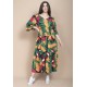 Vestido Longo Plano com Manga e Camadas Estampa Festa dos Tucanos