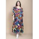 Vestido Longo Plano com Manga e Camadas Estampa Aurora Urbana