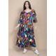 Vestido Longo Plano com Manga e Camadas Estampa Aurora Urbana