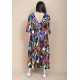 Vestido Longo Plano com Manga e Camadas Estampa Aurora Urbana
