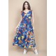 Vestido Regata Longo Peri Viscose Camadas Estampa Maré Vibrante