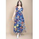 Vestido Regata Longo Peri Viscose Camadas Estampa Maré Vibrante