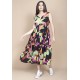 Vestido Regata Longo Peri Viscose Camadas Estampa Noite Botânica