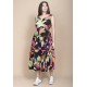 Vestido Regata Longo Peri Viscose Camadas Estampa Noite Botânica