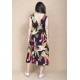 Vestido Regata Longo Peri Viscose Camadas Estampa Noite Botânica