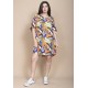 Vestido Curto Plano Estampa Cores Vibrantes