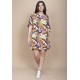 Vestido Curto Plano Estampa Cores Vibrantes