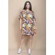 Vestido Curto Plano Estampa Cores Vibrantes