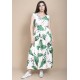 Vestido Regata Longo Peri Viscose Camadas Estampa Folhagem Poética
