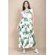 Vestido Regata Longo Peri Viscose Camadas Estampa Folhagem Poética