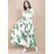 Vestido Regata Longo Peri Viscose Camadas Estampa Folhagem Poética