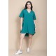 Vestido Curto Pataxô Viscose Mullet Decote V Verde