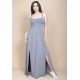 Vestido Longo Jambo Malha Aberturas Cinza