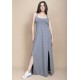 Vestido Longo Jambo Malha Aberturas Cinza