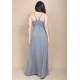 Vestido Longo Jambo Malha Aberturas Cinza