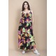 Vestido Longo Caçuá Viscose Alça Fina Estampa Noite Botânica