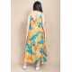 Vestido Longo Caçuá Viscose Alça Fina Estampa Aurora Botãnica