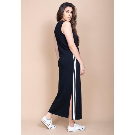 Vestido Midi Faixa Lateral Black