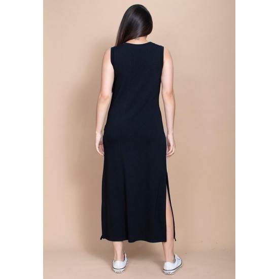 Vestido Midi Faixa Lateral Black