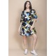Vestido Curto Plano Estampa Jardim Noturno