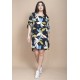 Vestido Curto Plano Estampa Jardim Noturno