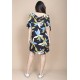 Vestido Curto Plano Estampa Jardim Noturno