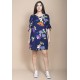 Vestido Curto Plano Estampa Festa das Flores Azul
