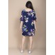 Vestido Curto Plano Estampa Festa das Flores Azul