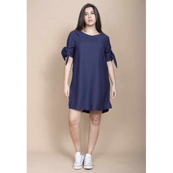 Vestido Curto Plano Azul Marinho