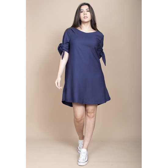 Vestido Curto Plano Azul Marinho