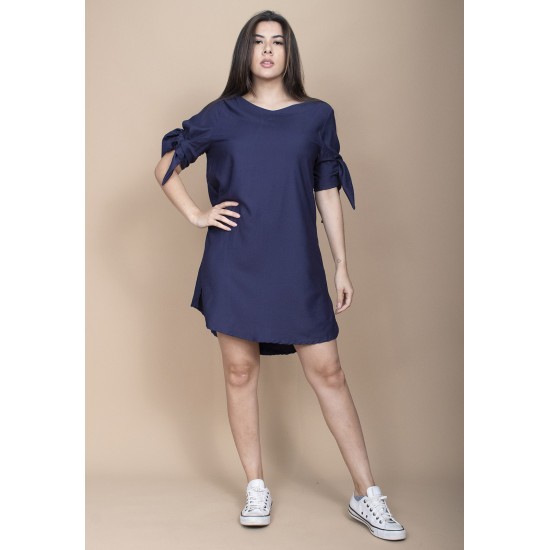 Vestido Curto Plano Azul Marinho