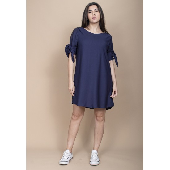 Vestido Curto Plano Azul Marinho