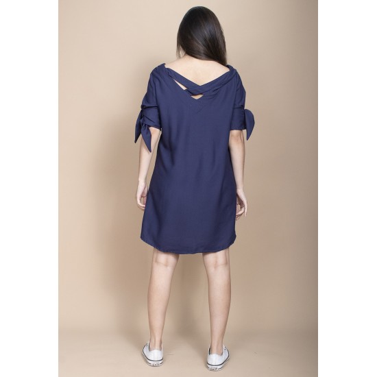 Vestido Curto Plano Azul Marinho